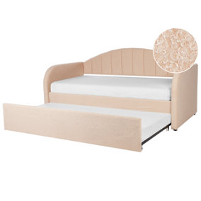 Boucle EU Single Trundle Bed Peach Pink EYBURIE