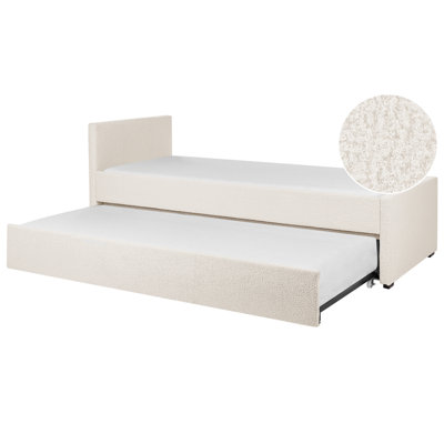 Boucle EU Small Single Trundle Bed Light Beige MARMANDE