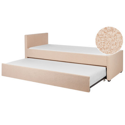 Boucle EU Small Single Trundle Bed Peach Pink MARMANDE