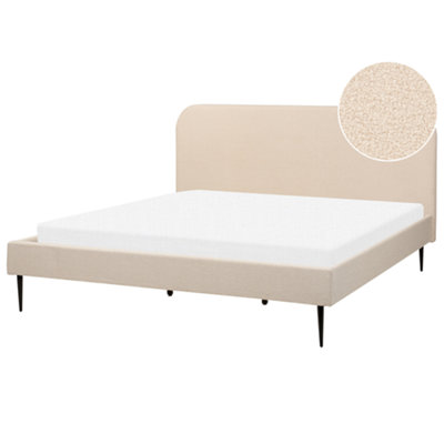 Boucle EU Super King Size Bed Beige FLAYAT