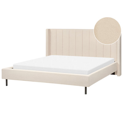 Boucle EU Super King Size Bed Beige VILLETTE