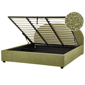 Boucle EU Super King Size Ottoman Bed Olive Green VAUCLUSE