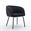 Boucle Fabric Armchair Accent Chair Dining Chair with Black Powder Coating Metal Leg, Black