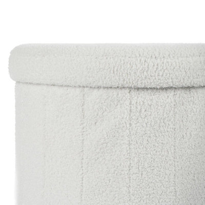 Boucle Folding Ottoman Storage Box Footstool Space Saving Seat - 5