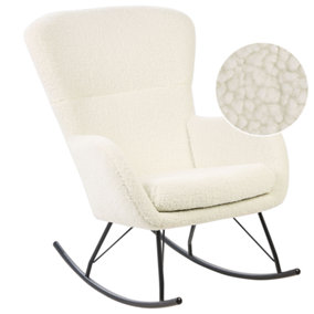 Boucle Rocking Chair Cream White and Black ANASET