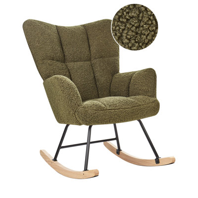 Boucle Rocking Chair Dark Green OULU | DIY at B&Q