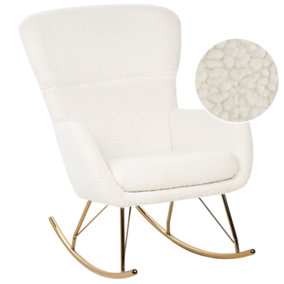Boucle Rocking Chair White and Gold ANASET
