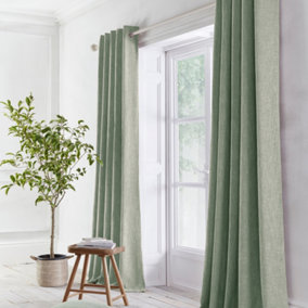 Boucle Textured Jacquard Pair of Eyelet Curtains