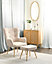 Boucle Wingback Chair with Footstool Beige VEJLE II