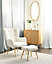 Boucle Wingback Chair with Footstool Off White VEJLE II