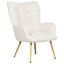 Boucle Wingback Chair with Footstool Off White VEJLE II
