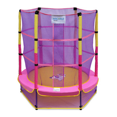 Bounce Galaxy 60 Indoor Trampoline for Toddlers Kids with Safety Net Enclosure Bonus Unicorn Stuffed