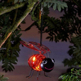 Bouncing Lady Bug Hanging Solar Powered Garden Light