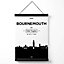 Bournemouth Black and White City Skyline Medium Poster with Black Hanger
