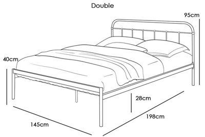 Bourton Modern Black Metal Double Bed Frame 4ft6