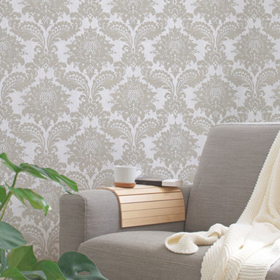 Boutique Archive Grey Damask Wallpaper