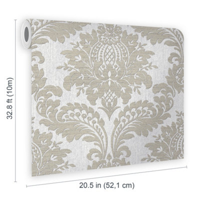 Boutique Archive Grey Damask Wallpaper