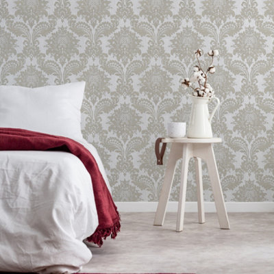Boutique Archive Grey Damask Wallpaper