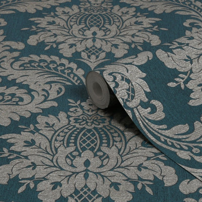 Boutique Archive Teal & Gold Damask Wallpaper