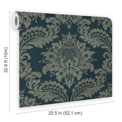 Boutique Archive Teal & Gold Damask Wallpaper