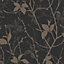 Boutique Belle Charcoal/Gold Leaves Wallpaper