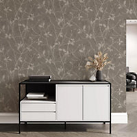 Boutique Belle Taupe/Gold Leaves Wallpaper