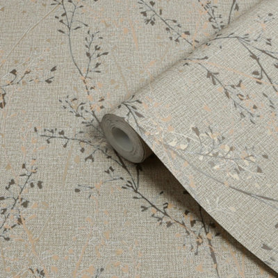 Boutique Breeze Sprig Floral Natural Wallpaper