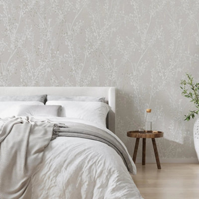 Boutique Breeze Sprig Floral Pearl Wallpaper