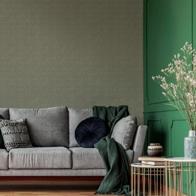 Boutique Breeze Texture Green Metallic Shimmer Wallpaper