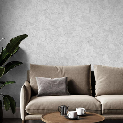 Image showcasing Boutique Carrara Grey Textured Wallpaper