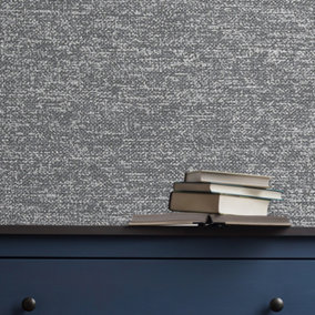Boutique Charcoal Horizon Textured Plain Wallpaper