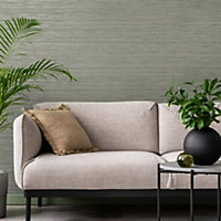 Boutique Chunky Weave Sage Textured Wallpaper