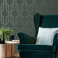 Boutique Emerald Indulgent Geometric Wallpaper