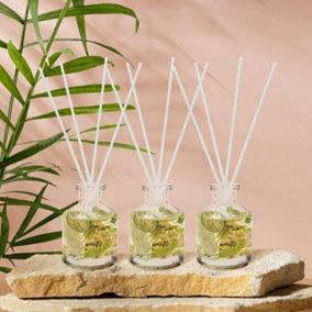 Boutique Lime Basil & Mandarin Floral Reed Diffuser Set of 3 Gift Set