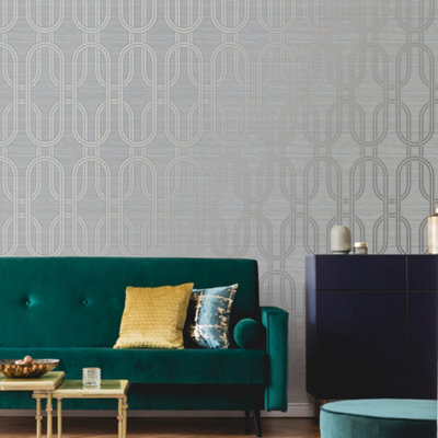 Boutique Moonstone Indulgent Geometric Wallpaper