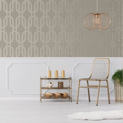 Boutique Pearl Indulgent Geometric Wallpaper