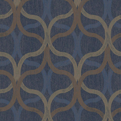 Boutique Refine Geometric Navy & Gold Wallpaper