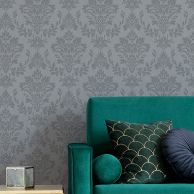 Boutique Royal Damask Sliver Wallpaper