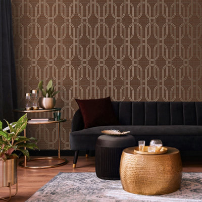 Boutique Ruby Indulgent Geometric Wallpaper