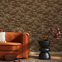 Boutique Ruby Serene Seedhead Floral Wallpaper