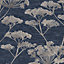 Boutique Sapphire Serene Seedhead Floral Wallpaper