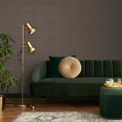 Boutique Taupe Gilded Textured Plain Wallpaper