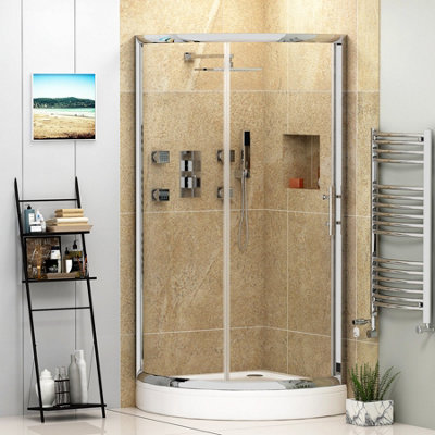 Bow 860 x 860mm Quadrant Shower Enclosure with High Tray Single Sliding ...