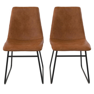 Bowden Dining Chair in PU Caramel, 2 Pieces