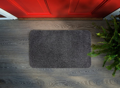 Bowden Polyester Cotton TPR Backing 40x60cm Graphite Doormat