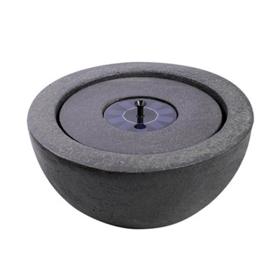 Bowl Stone Solar Water Feature - Dark Grey