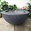Bowl Stone Water Feature with LED Light - Dark Grey
