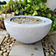Bowl Stone Water Feature with LED Light - Light Grey