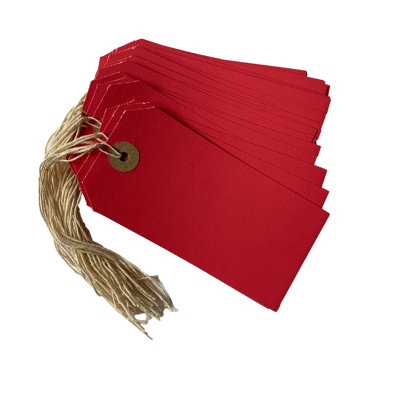 Box of 1000 Red Strung Tags 120mm x 60mm