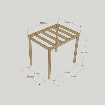 Box Pergola - Wood - L240 x W240 x H270 cm - Rustic Brown